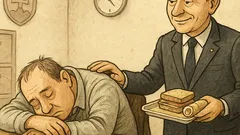 Vtip: Štátny úradník budí spiaceho kolegu