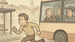 Vtip: Za autobusom beží muž...