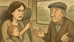 Vtip: V kupé vlaku sedí matka