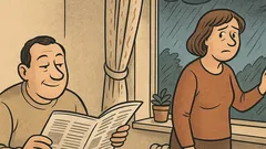 Vtip: Žena pozerá von oknom…