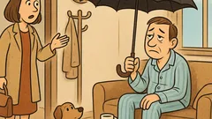 Vtip: Manželka čaká, manžel drží dáždnik