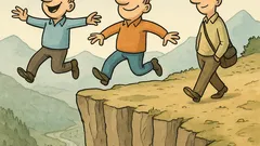 Vtip: Traja blázni stoja na skale