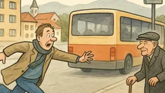 Vtip: Beží muž za rozbehnutým autobusom…