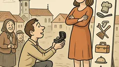 Vtip: Zaľúbený mládenec kľačí pred dievčaťom