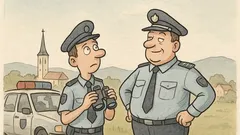 Vtip: Policajti pozorujú lietadlo na oblohe