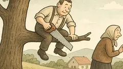 Vtip: Sedí chlapík na konári, píli...