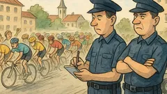 Vtip: Policajti sledujú Preteky mieru...