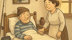 Vtip: Rybár na smrteľnej posteli prosí…