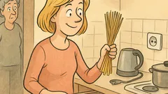 Vtip: Ako si blondínka zohrieva špagety?