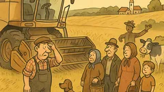 Vtip: Jano vyjde s kombajnom na pole...