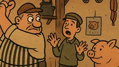 Vtip: Škúľavý mäsiar zabíja prasa