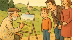 Vtip: Maliar sedí v prírode a maľuje