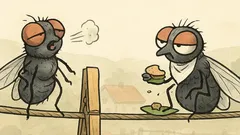 Vtip: Sedia dve muchy na šnúre…