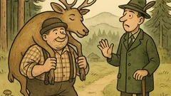 Vtip: Dežo kráča z lesa s jeleňom