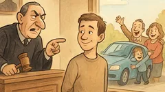 Vtip: Sudca karhá syna politika za auto