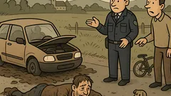 Vtip: Auto v blate a policajt…