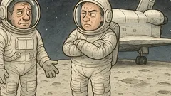 Vtip: Dvaja kozmonauti pred raketoplánom na Mesiaci