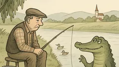 Vtip: Rybár chytá ryby, krokodíl sa pýta