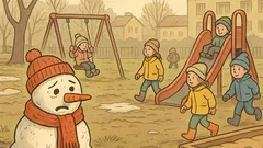 Vtip: Na ihrisku stojí snehuliak z marcového snehu