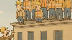 Vtip: Majster kričí „Polovička dole!“