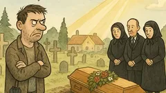 Vtip: Sused závidí aj slnko na pohrebe